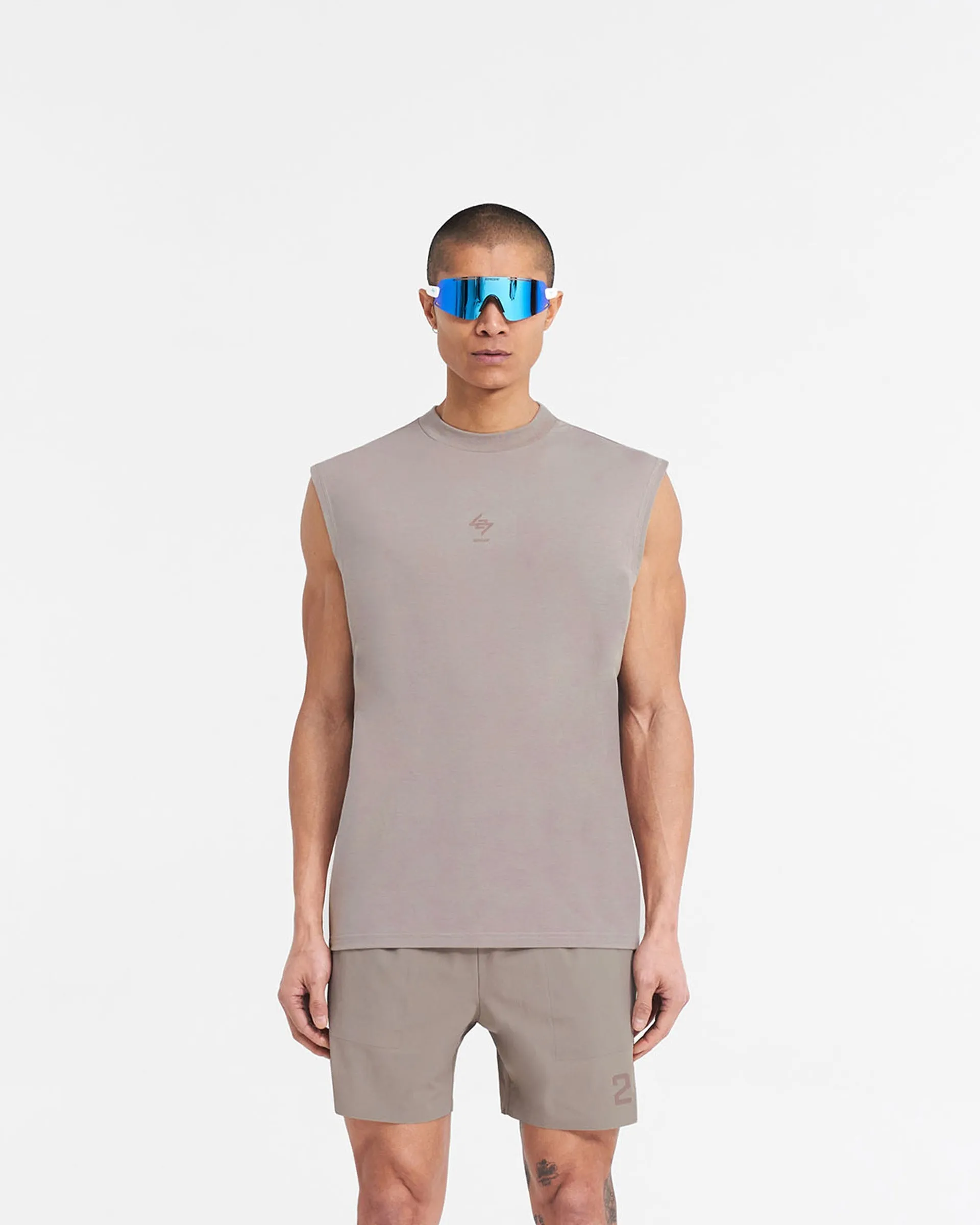 247 Oversized Tank - Cinder Breathable mesh