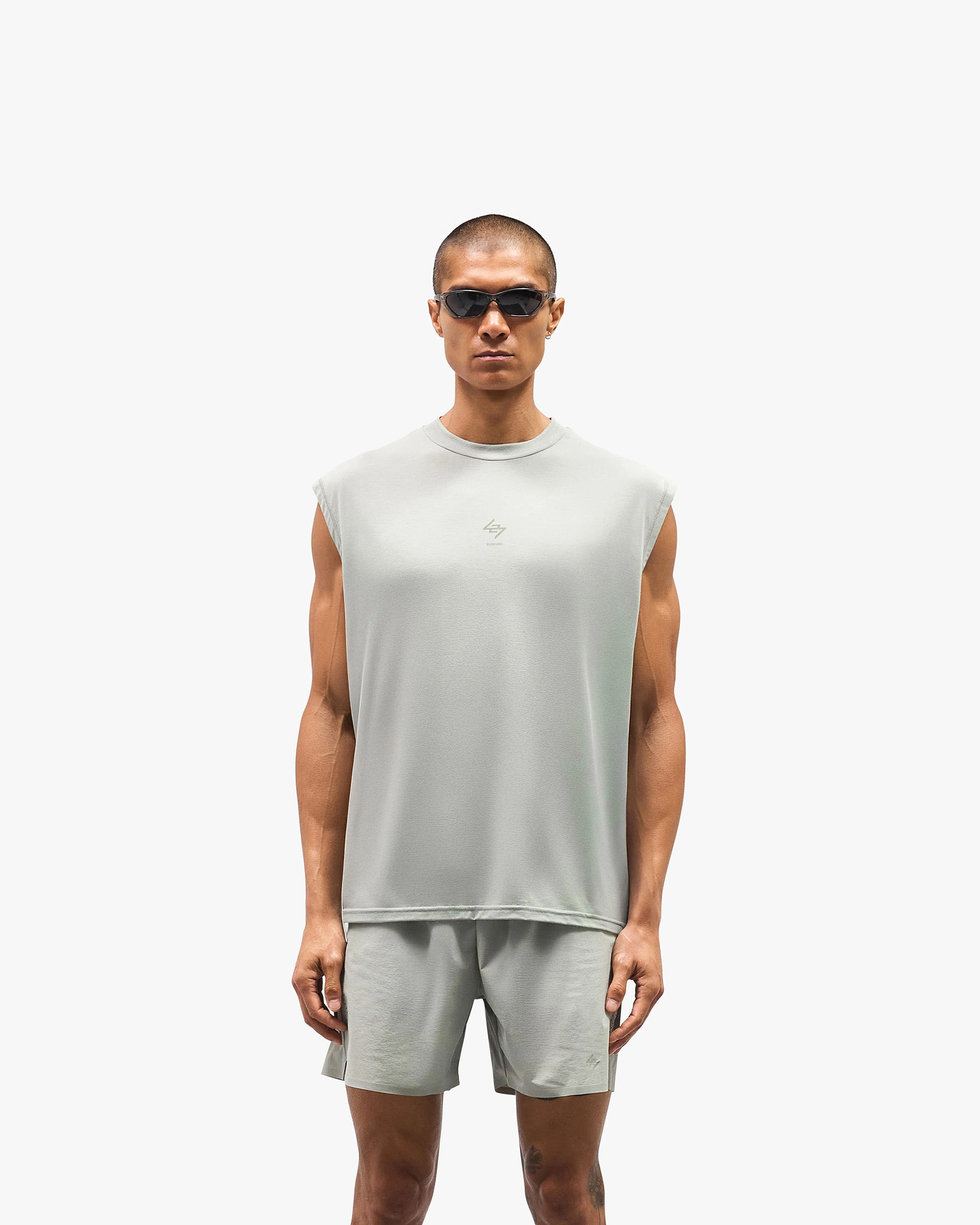 247 Oversized Tank - Sage Classic Crew Neck Adaptable