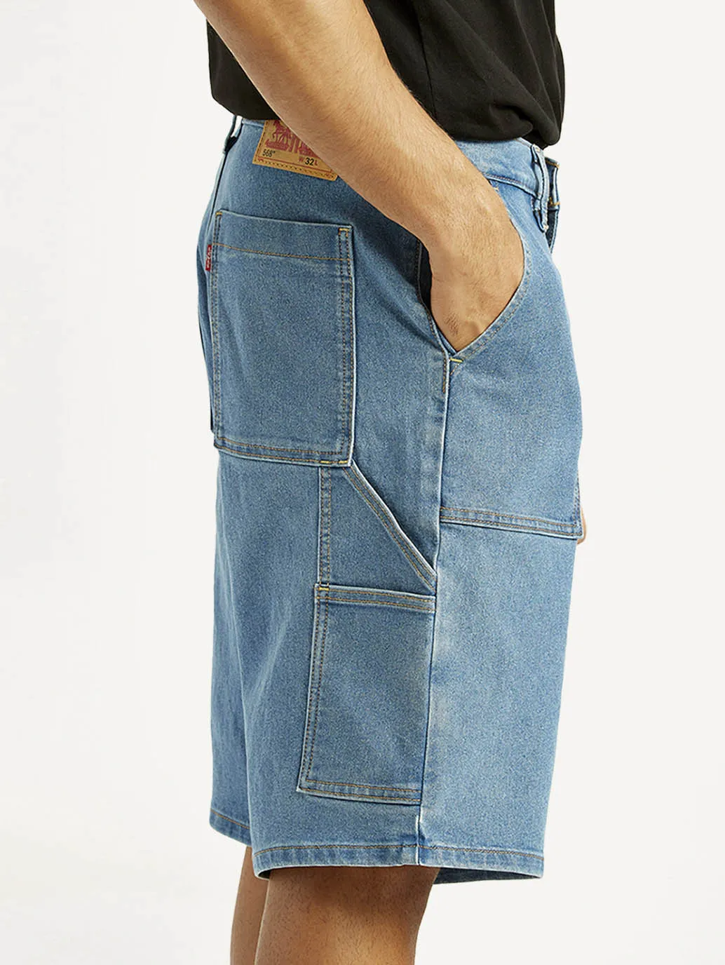 Men's Blue Loose Fit Shorts Breathable Waist