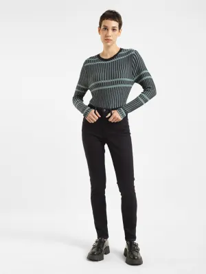 Women's 721 Navy Blue Skinny Fit High Rise Jeans Loose High Quality Morning Stroll Breathable Denim