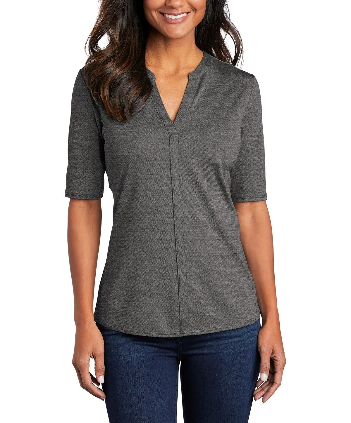 JustBlanks Women's Office-Ready Open Neck Short Sleeve Tee Shirt Breathable Comfort Wear Weekend Essential