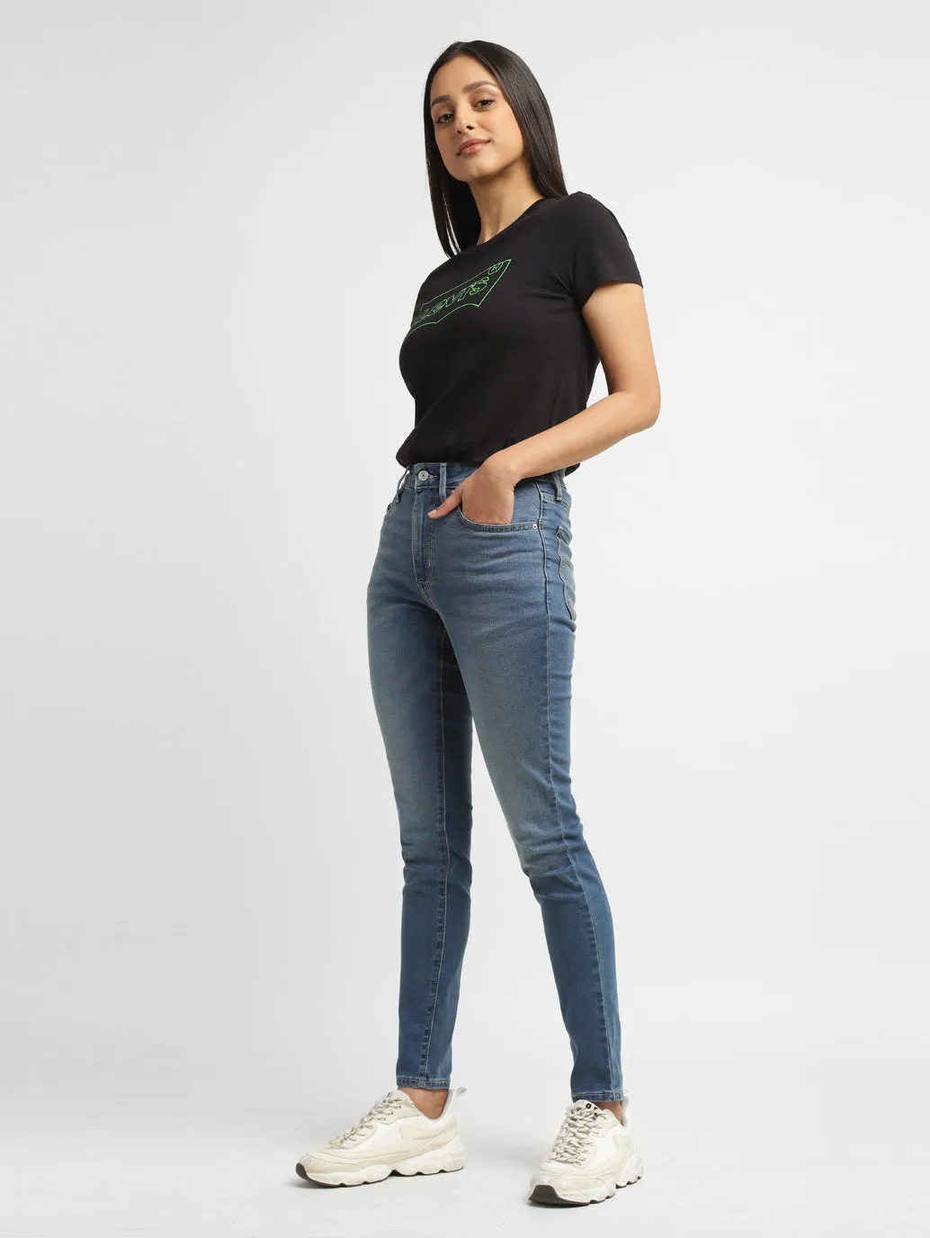 Essential Wear Music Event Smooth Casual Women's 721 Blue Skinny Fit Mid Rise Jeans