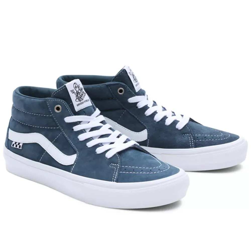 Port Hike Fashion Mood Vans Skate Grosso Mid Pig Suede - Blue/White