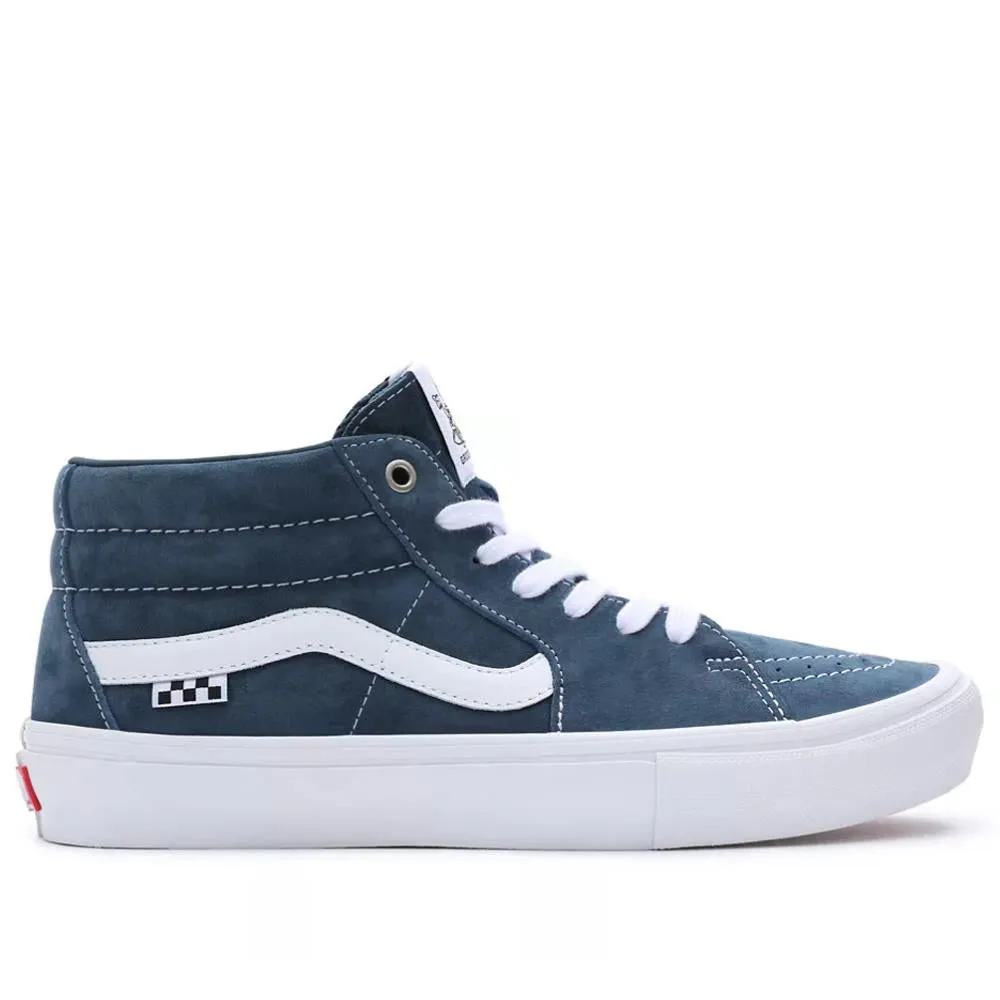 Mesh Detail Weekend Trips Vans Skate Grosso Mid Pig Suede - Blue/White