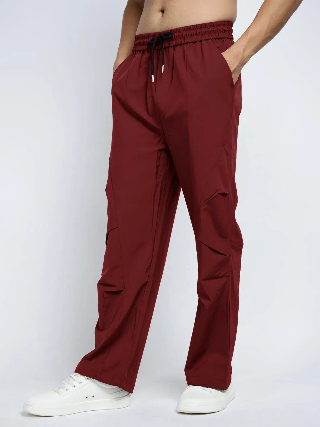 Comfy Wearable Men's Red Loose Fit Parachute Trousers