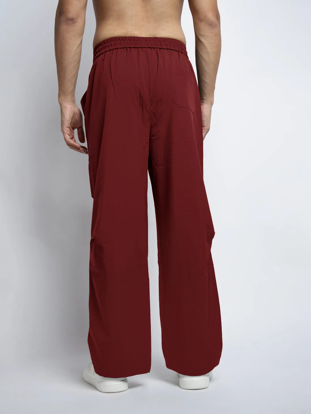 Men's Red Loose Fit Parachute Trousers Sport Friendly Comfy Vibes