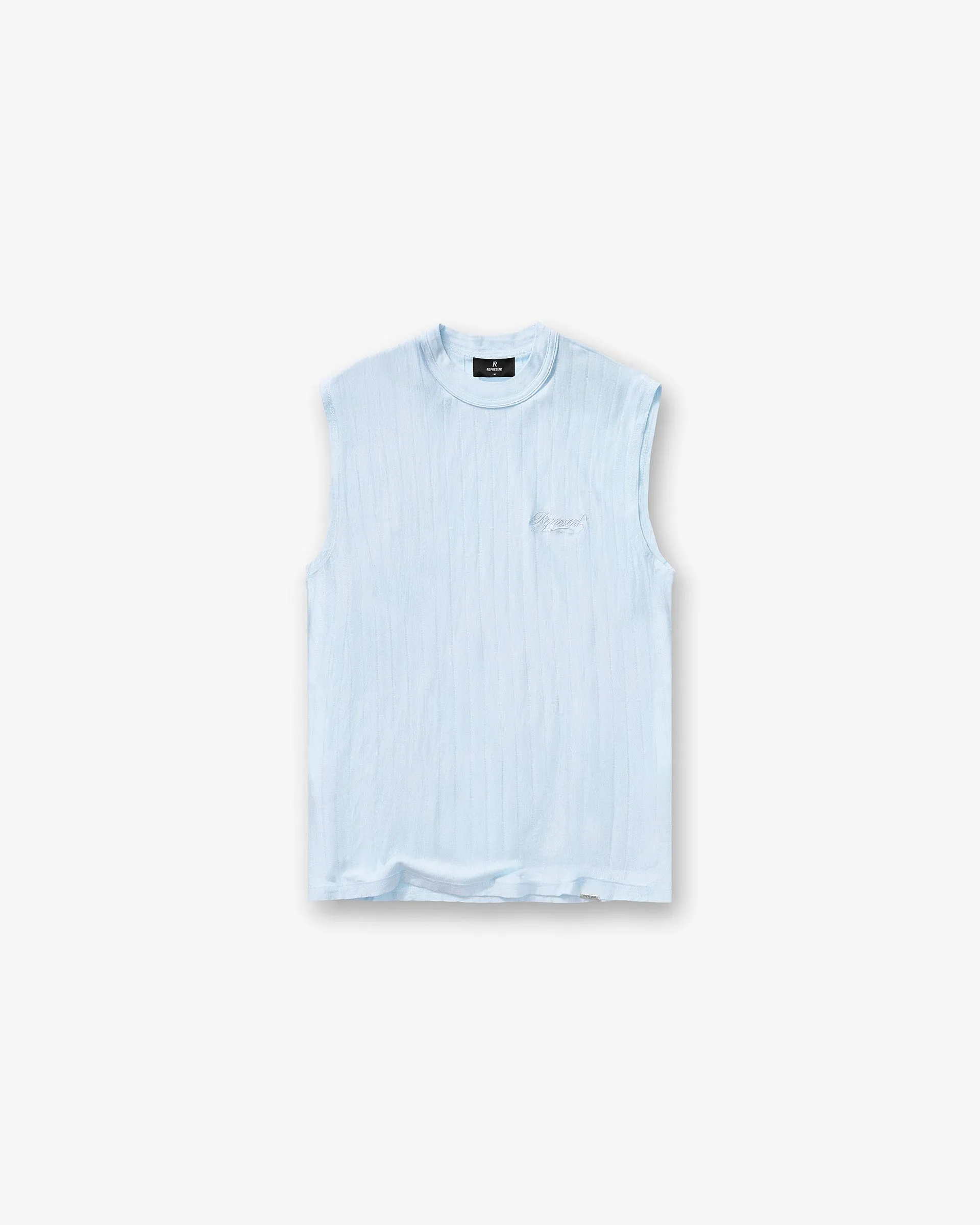 Slub Script Tank - Ice Blue Layering Piece ZeroDistressFinish