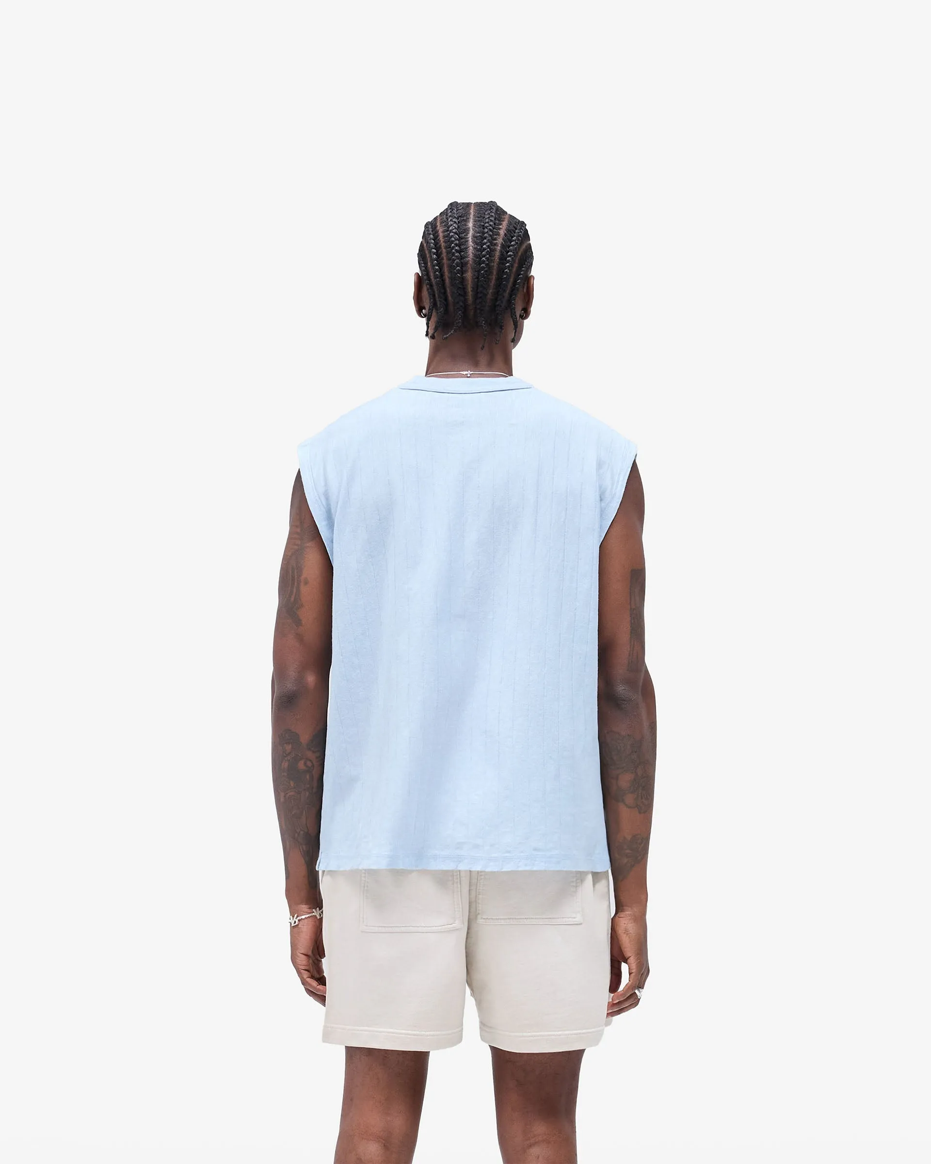 Relaxed Vibes Slub Script Tank - Ice Blue