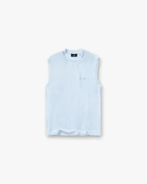 Slub Script Tank - Ice Blue Layering Piece ZeroDistressFinish