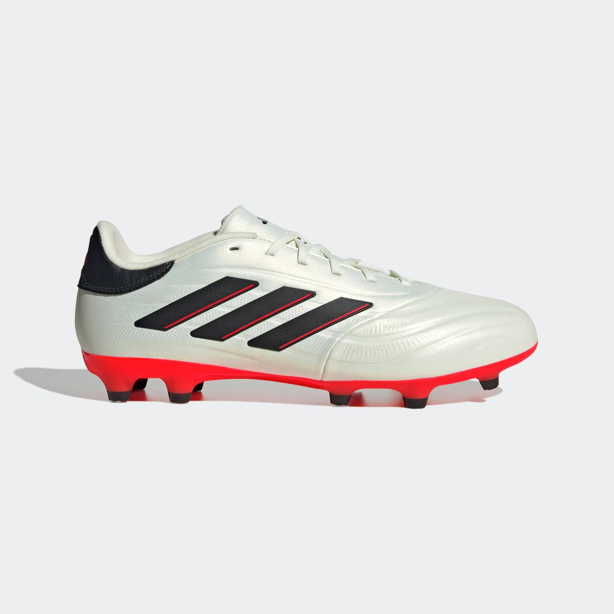 Low Profile Design adidas Copa Pure 2 League Firm Ground | Ivory / Core Black / Solar Red | Men's