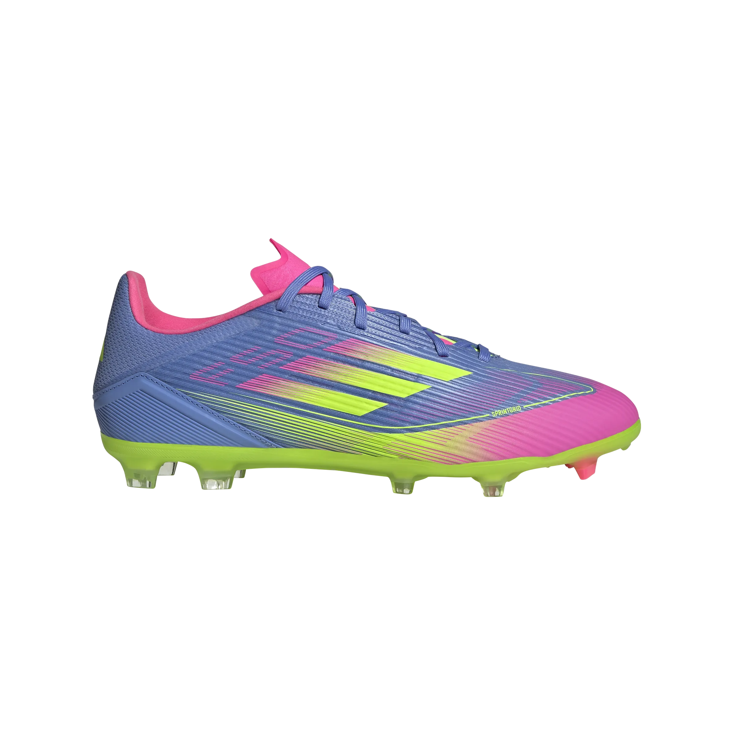 adidas F50 LEAGUE Firm/Multi-Ground Soccer Cleats | Blue Fusion-Lucid Lemon-Lucid Pink | Men's Protective Toe Guard