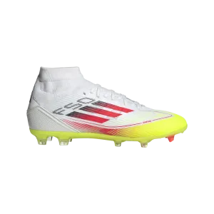 adidas F50 LEAGUE MID Firm/Multi-Ground Soccer Cleats | Cloud White-Lucid Red-Solar Yellow | Women's Unisex Preschooler footwear