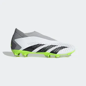 adidas Predator Accuracy.3 Laceless Firm Ground Soccer Cleats | White/Black | Men's padded tongue shoes