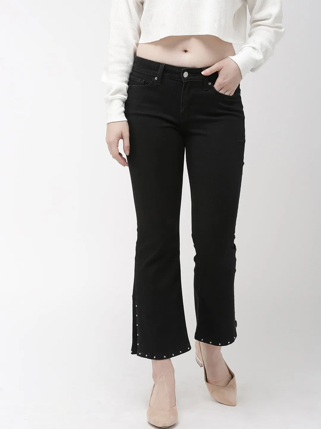 Women's 715 Black Flared Fit Mid Rise Jeans Everyday Favorite