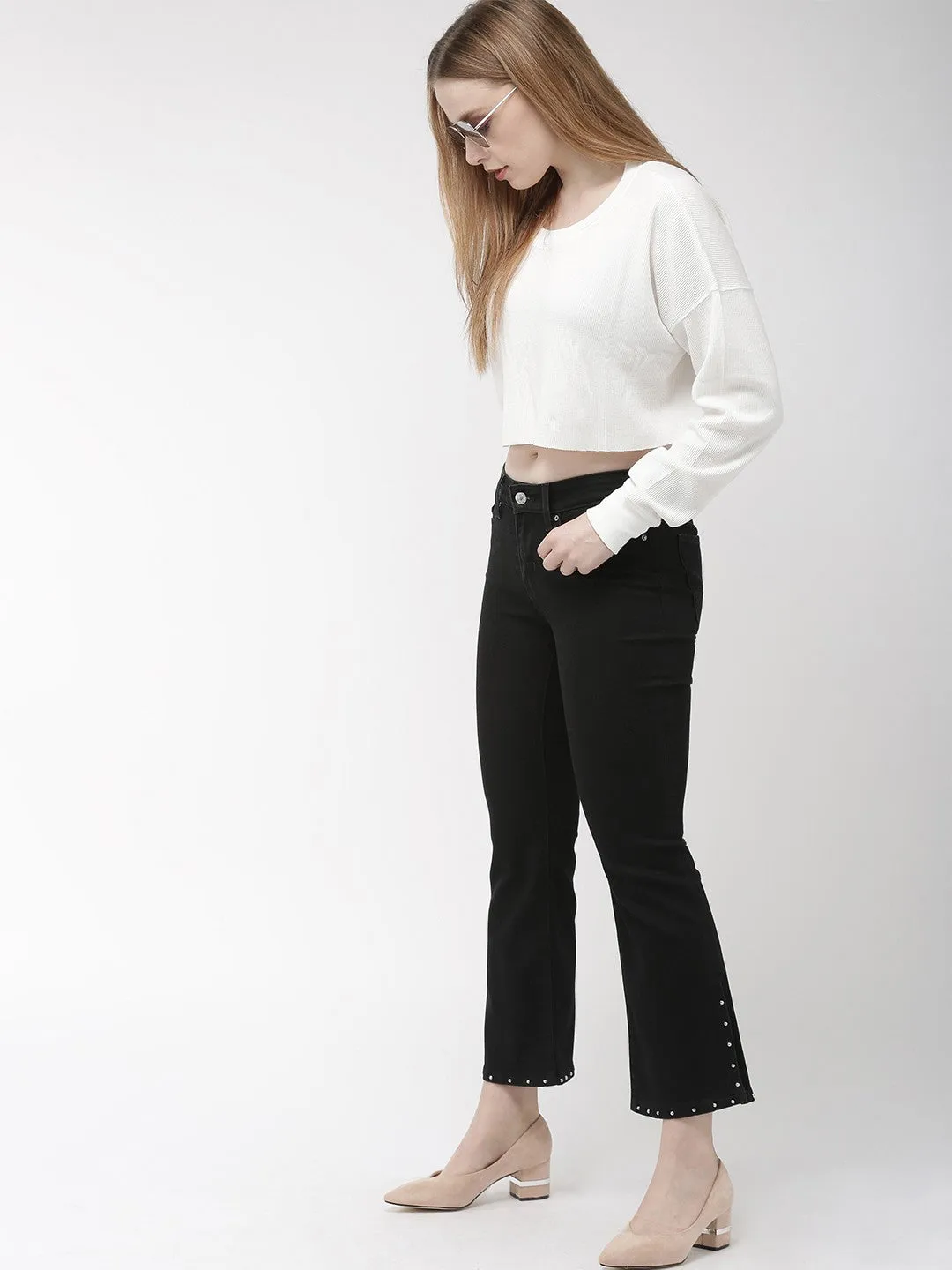 Sustainable Dye Methods Women's 715 Black Flared Fit Mid Rise Jeans