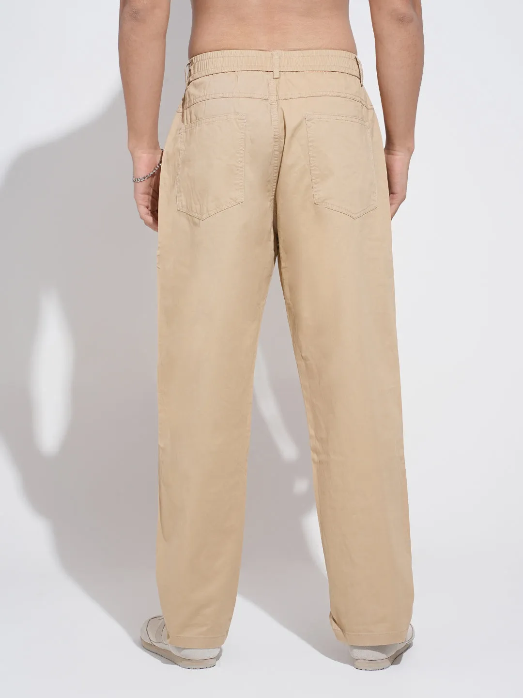 Soft and Cozy All Season Fit Men's Beige Straight Fit Trousers