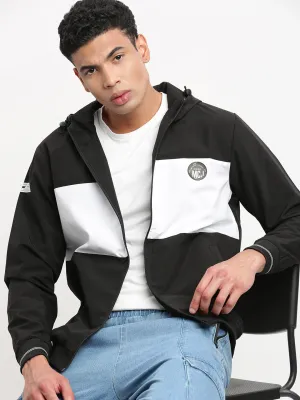 Men's Hooded Black Colourblocked Bomber Jacket Weekend Ready
