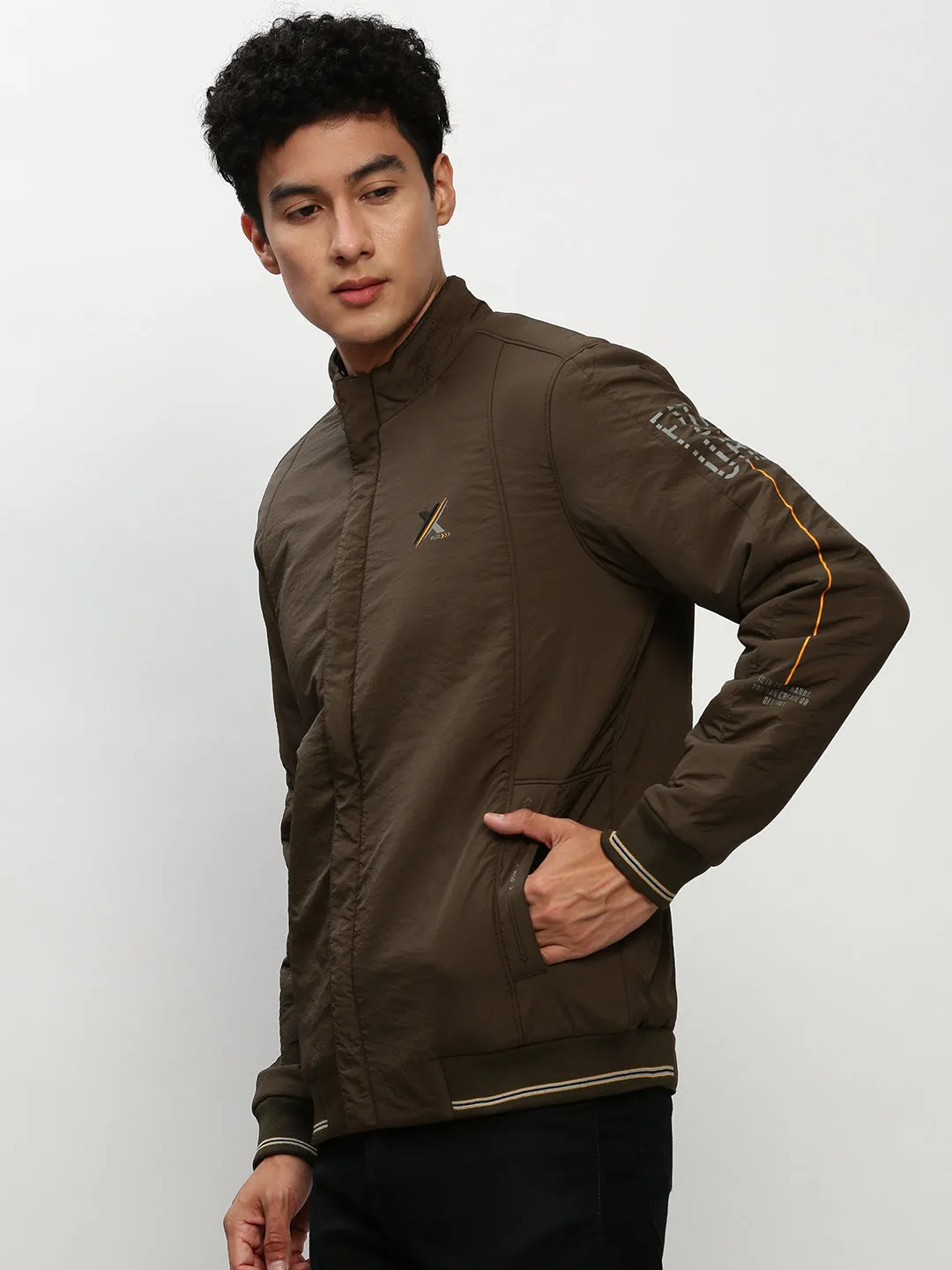 All Weather Protection MultiPocketStyle Men's Olive Mock Collar Taslon Bomber Jacket