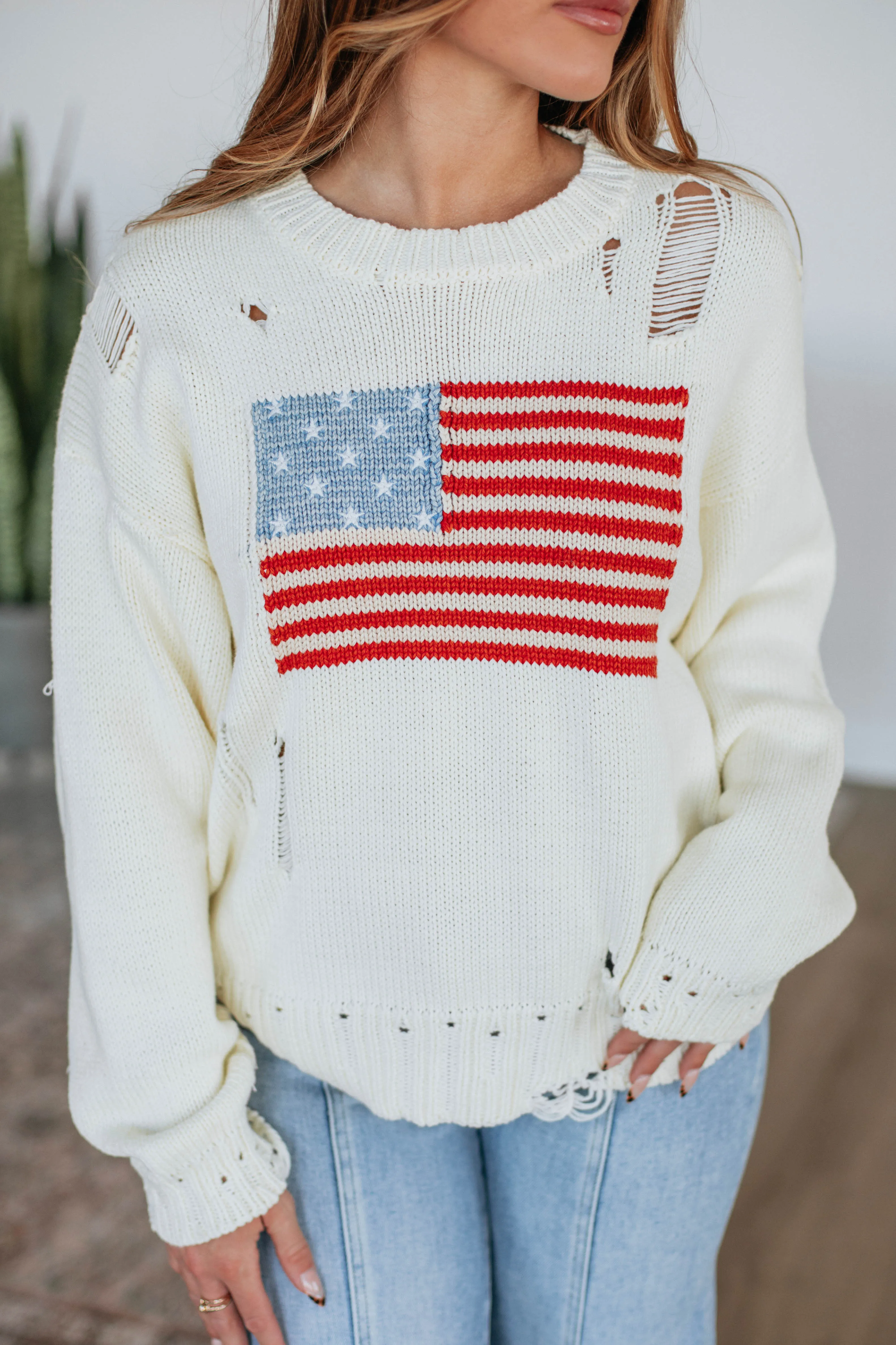 American Dreamin' Sweater - Cream Urban Classic Layered Cuff