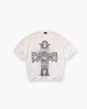 Weekend Style Trend AntiPillingTreatment Represent X Guns N' Roses Cross T-Shirt - Washed Ecru