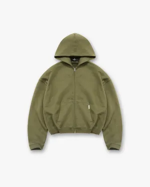 Initial Boxy Zip Through Hoodie - Army Green product graduation pride product customer retention