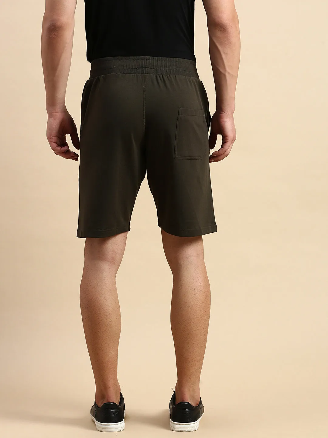 Slim Comfort Fit Core Comfort Men's Olive Typography Printed Sports Shorts