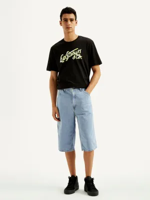 Dance wear Double Layered Construction Men's Light-Blue Loose Fit Shorts