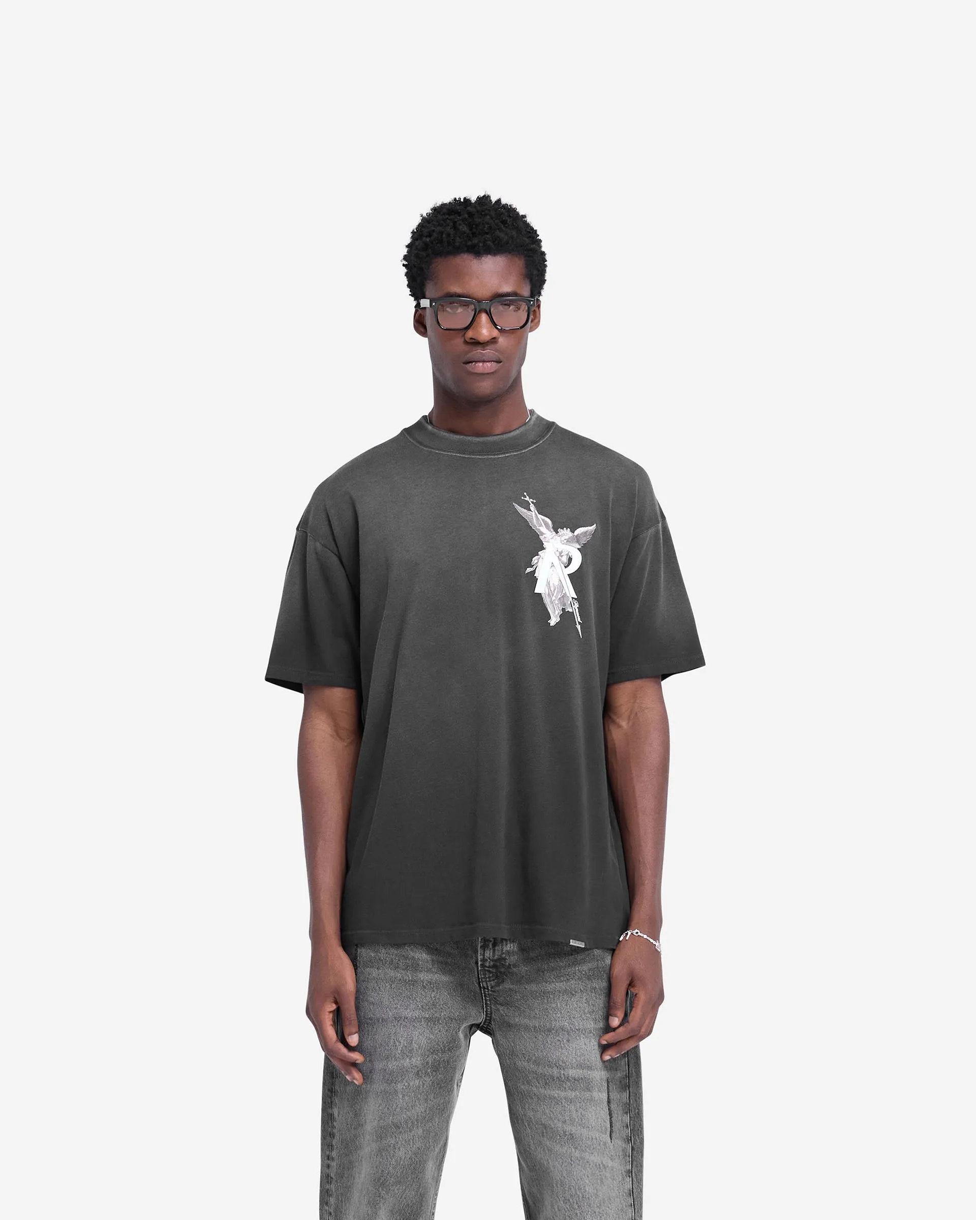 Linen blend Archangel T-Shirt - Stained Black