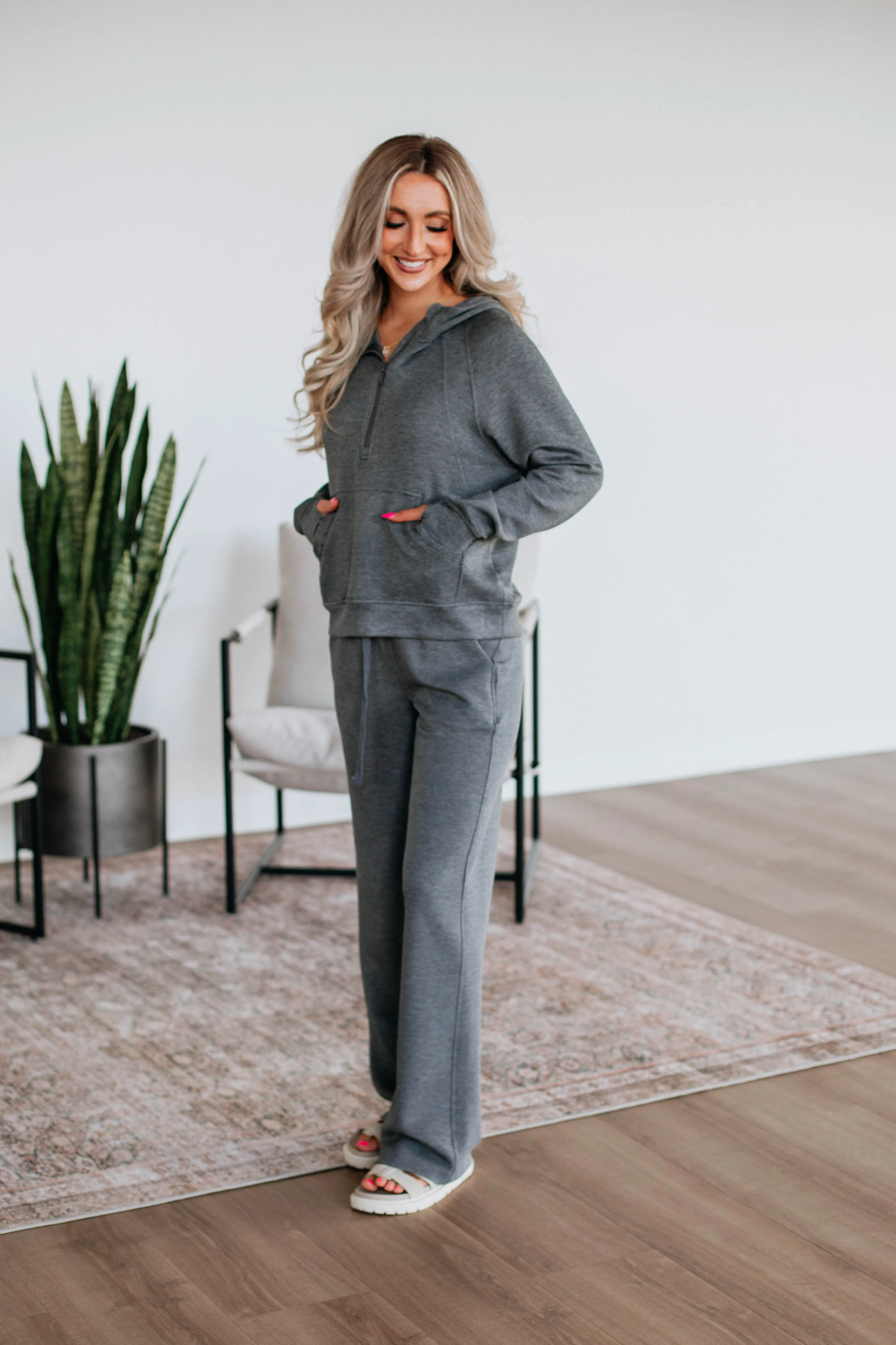 Metallic colors Aubrie Half-Zip Pullover - Charcoal