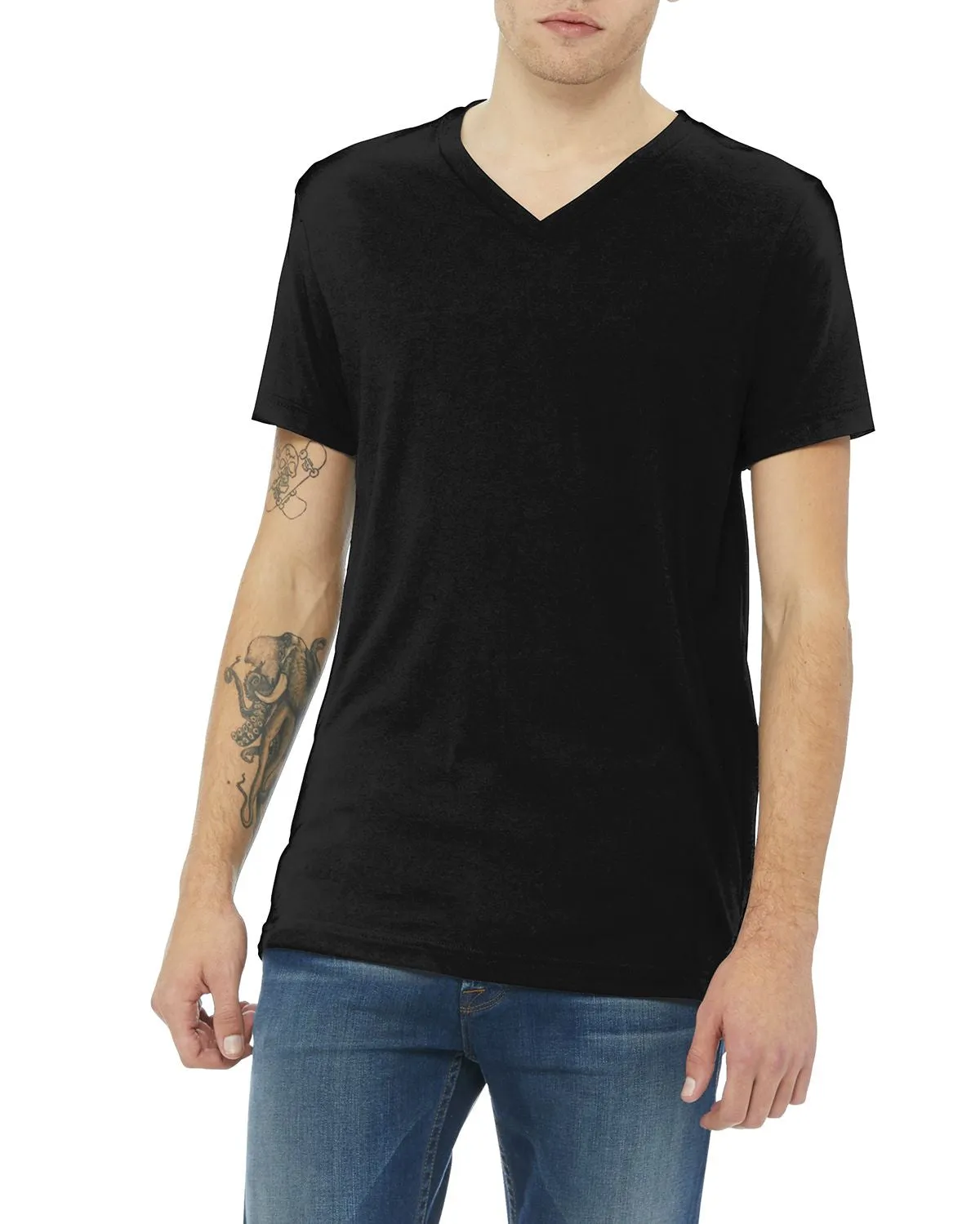 VintageWashEffect Smart Design JustBlanks Unisex Triblend V-Neck Short Sleeve Tee