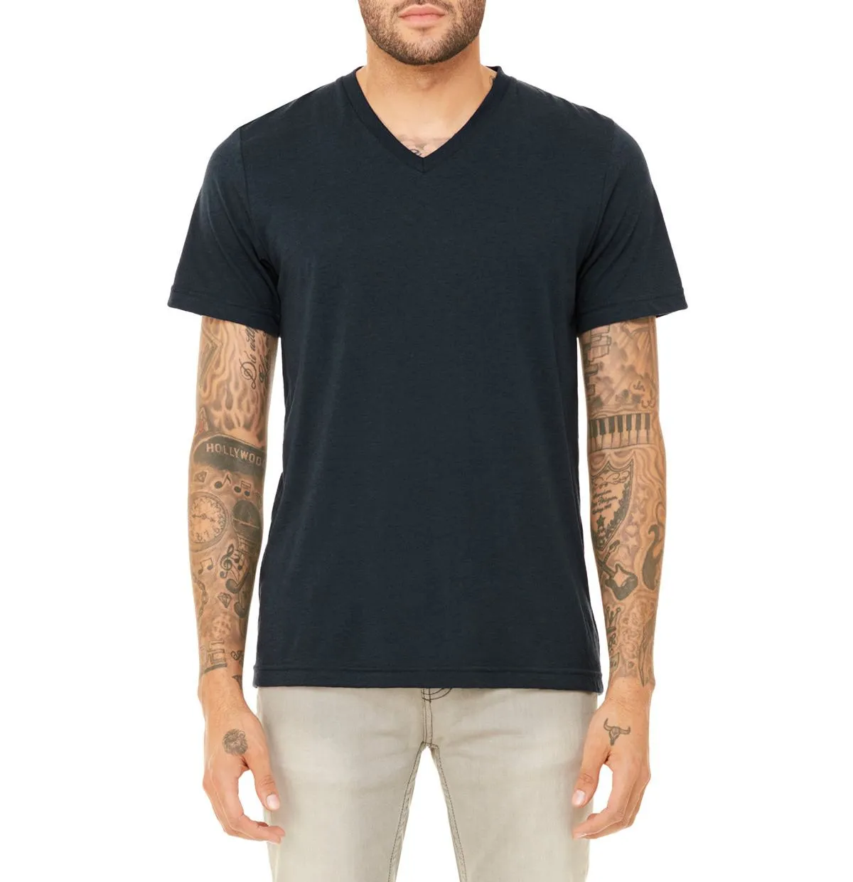 JustBlanks Unisex Triblend V-Neck Short Sleeve Tee Versatile Top