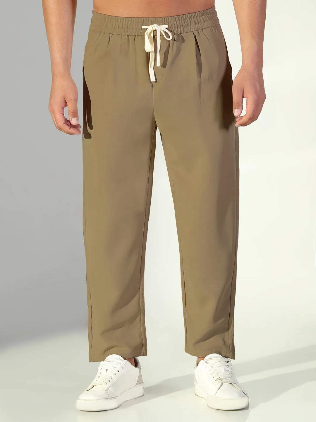 Anti Pilling Fabric Men's Khaki Relaxed Fit Trouser