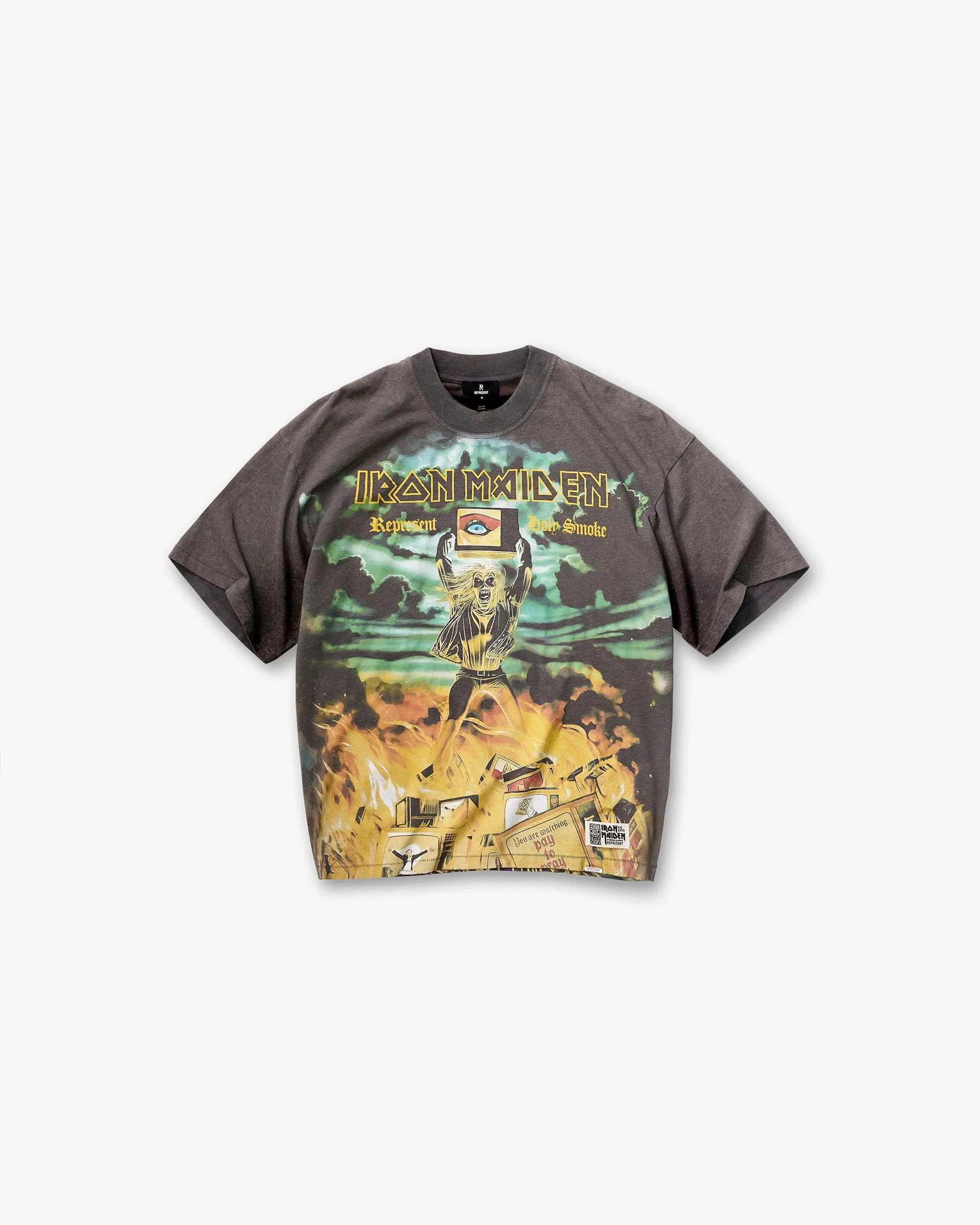 Represent X Iron Maiden Holy Smoke T-Shirt - Sunfade Grey Easygoing Wear