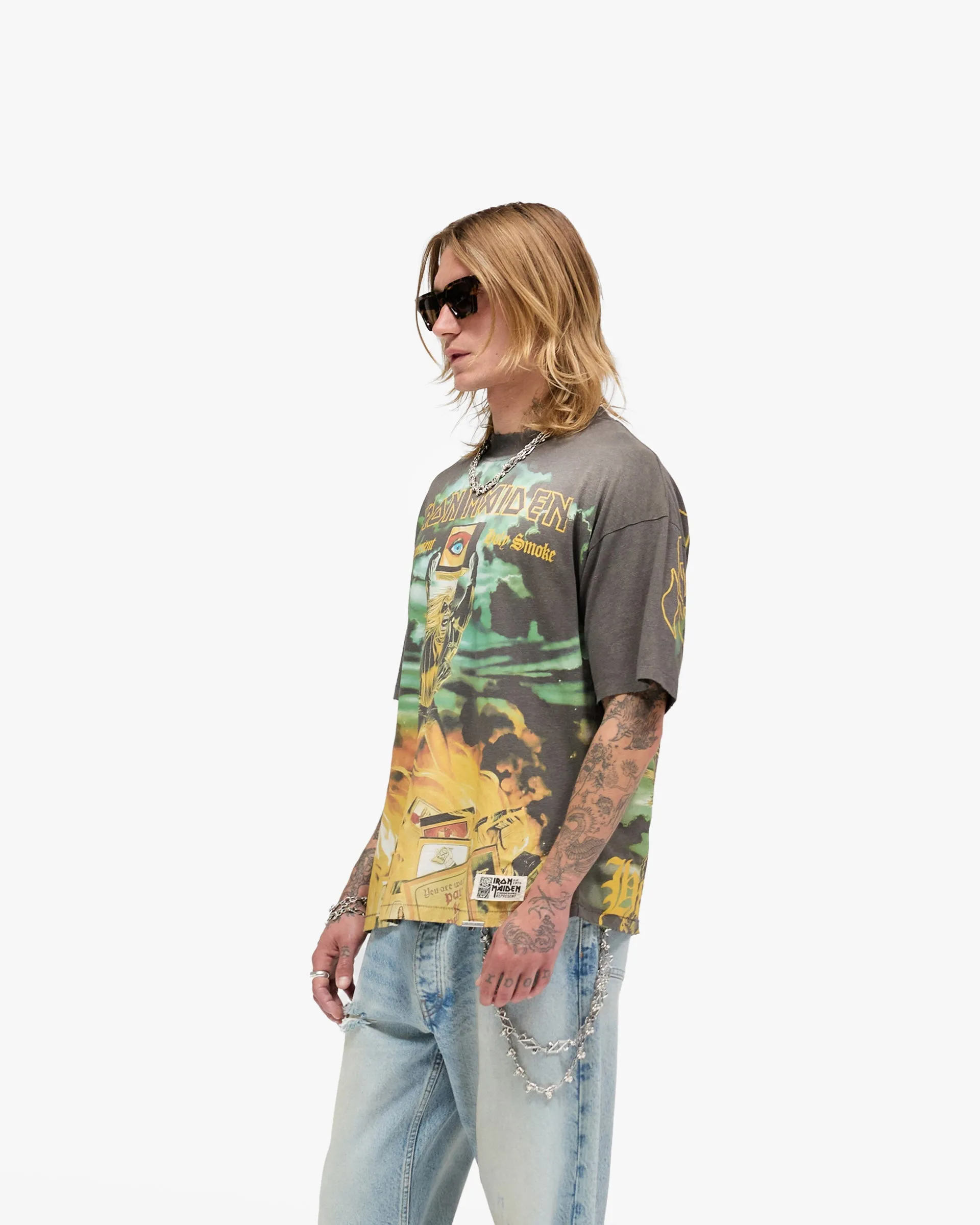 Represent X Iron Maiden Holy Smoke T-Shirt - Sunfade Grey Summer cool