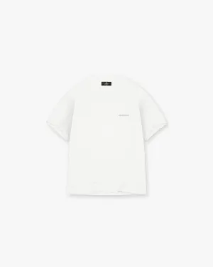 MultiPly Fabric Eco-friendly Block Logo T-Shirt - Flat White