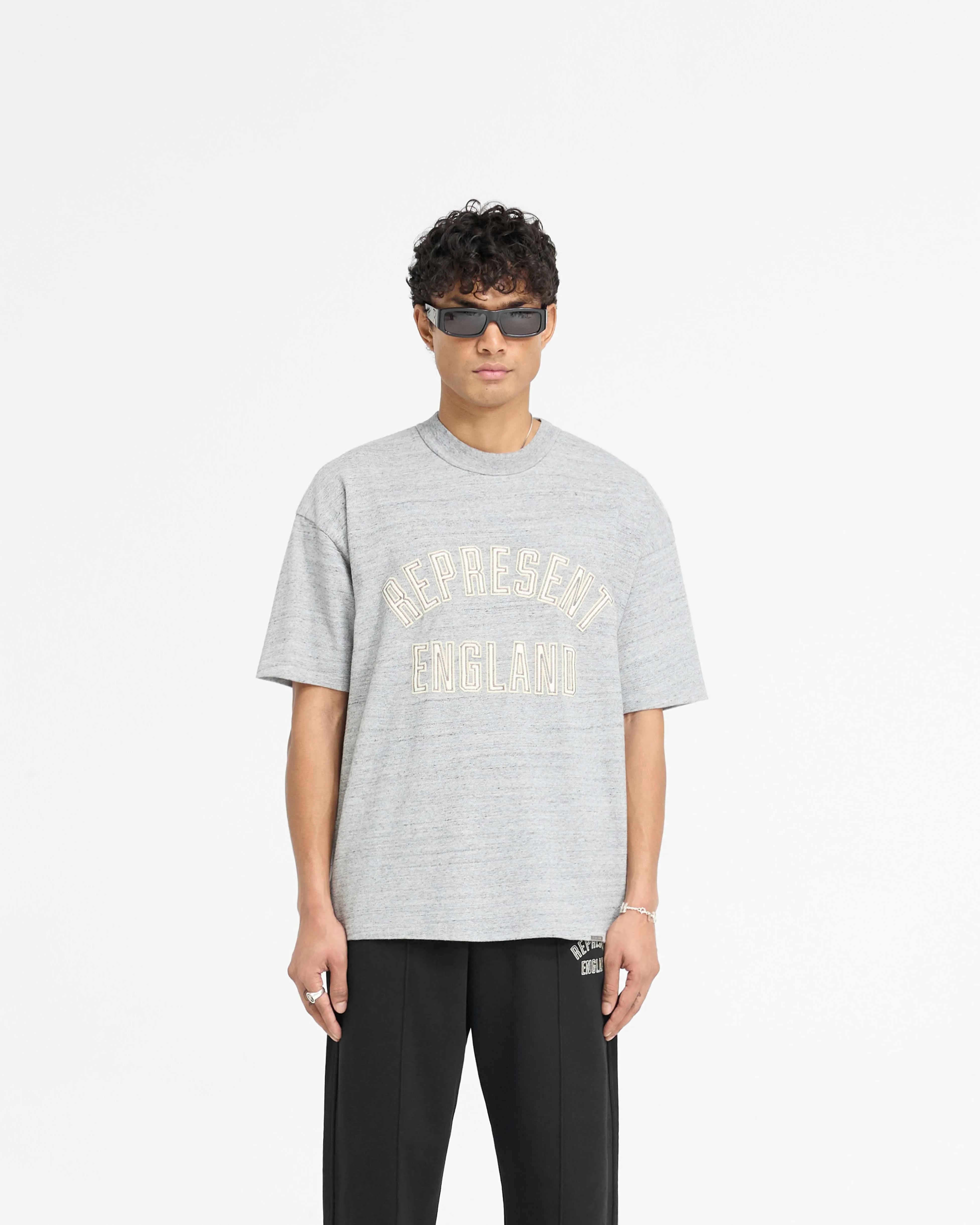 England Applique T-Shirt - Grey Marl Moisture Management