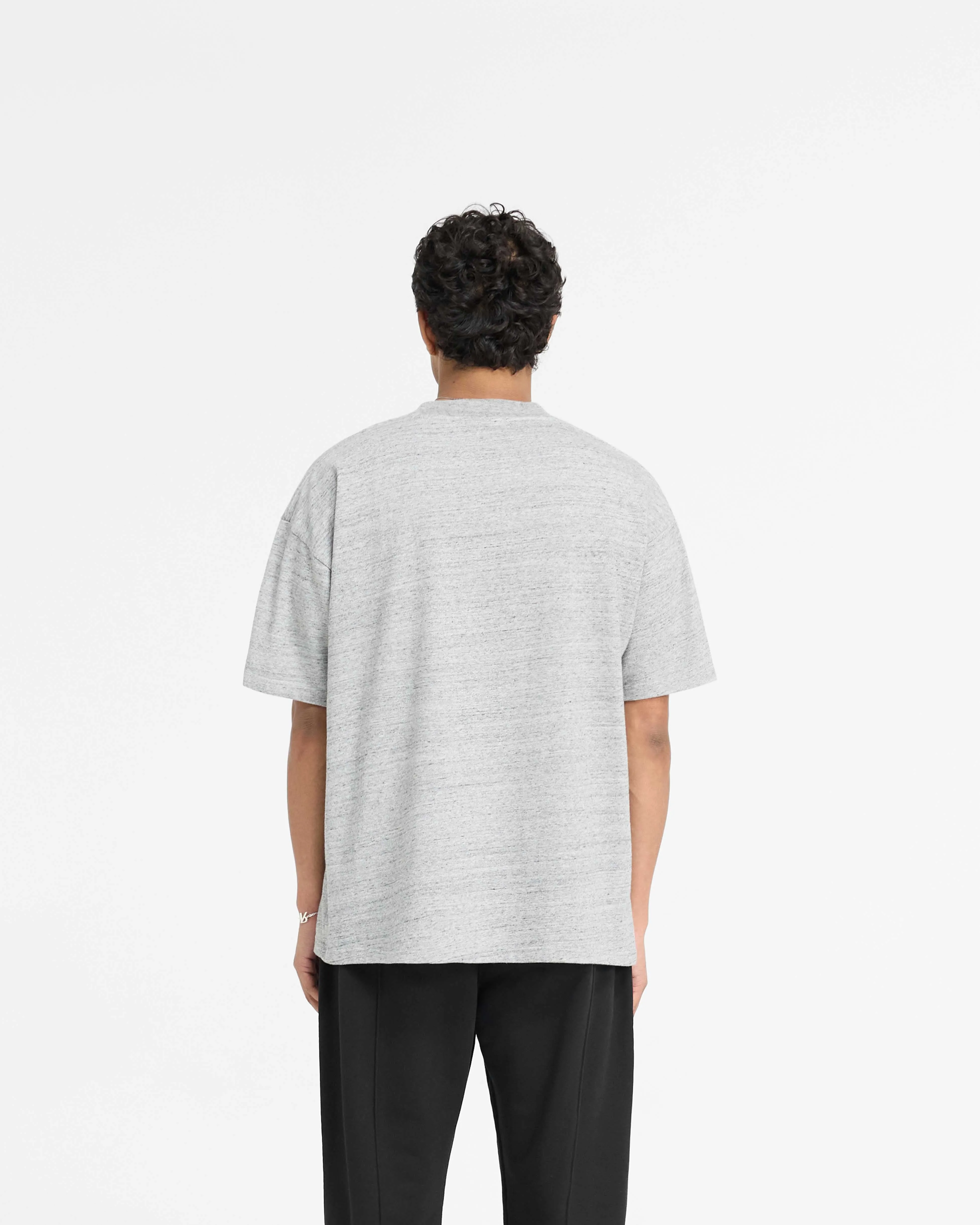 Perfect For Relaxing Simple and Relaxed England Applique T-Shirt - Grey Marl