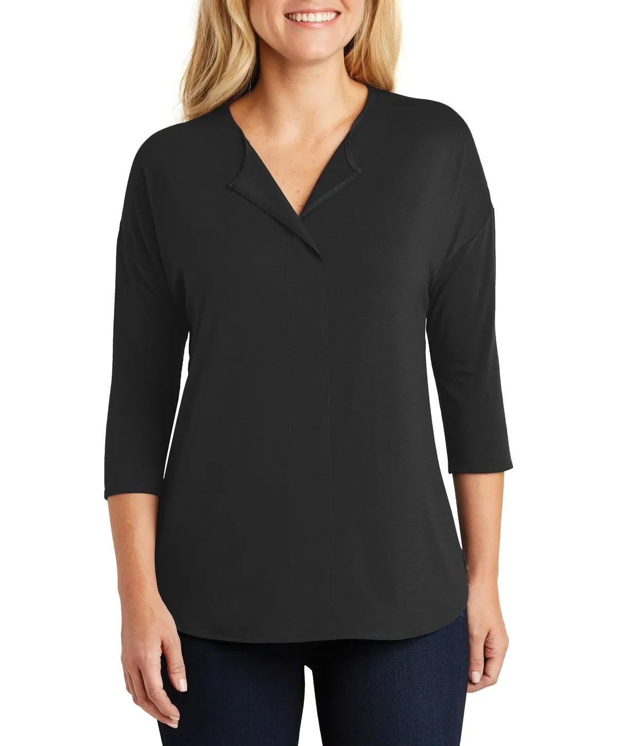 Formal Style Running Gear JustBlanks Women's Short Sleeve Slim Fit Split Neck V-Neck Top