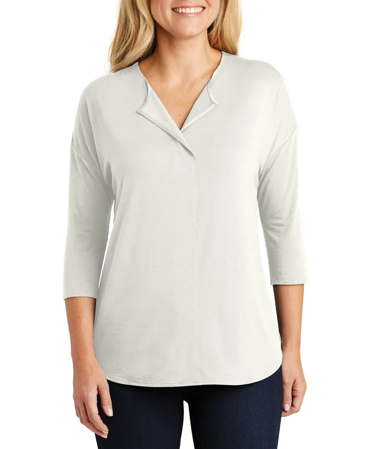 JustBlanks Women's Short Sleeve Slim Fit Split Neck V-Neck Top Stylish Casual