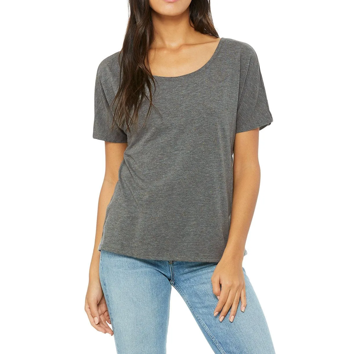 Comfort Design JustBlanks Women's Slouchy Fit Short Sleeve Scoop Neck Tee with Curved Hem