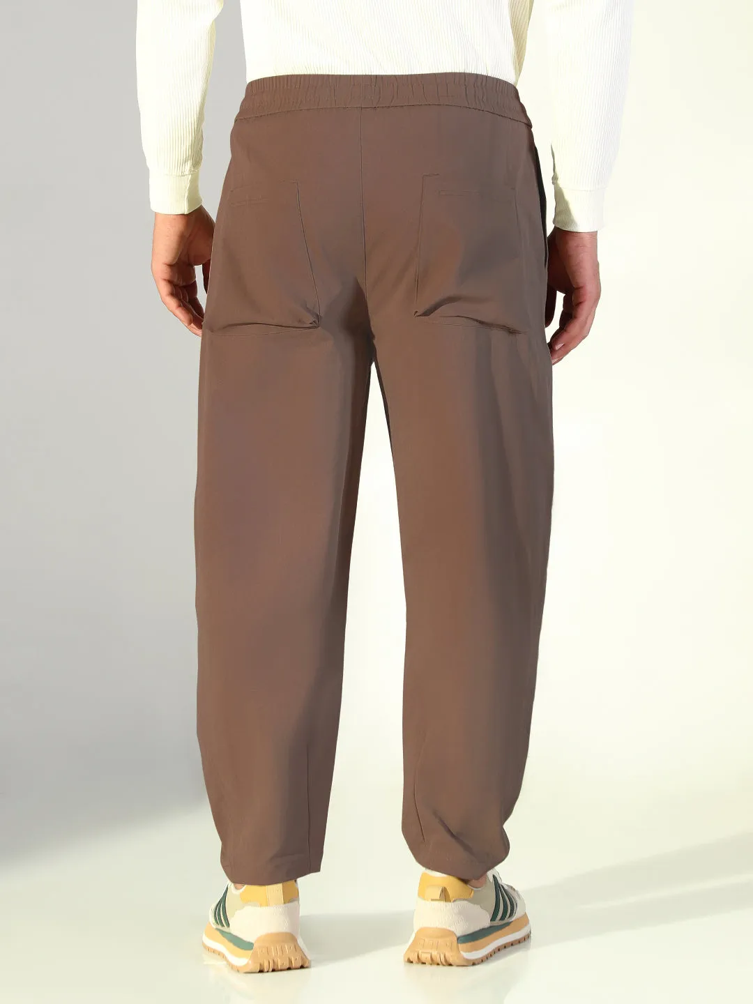 Men's Brown Relaxed Fit Korean Trouser Thermal Regulating Fabric