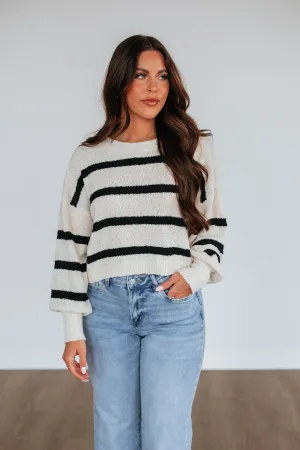 Aubriana Striped Sweater - Black Mix Trendy pick