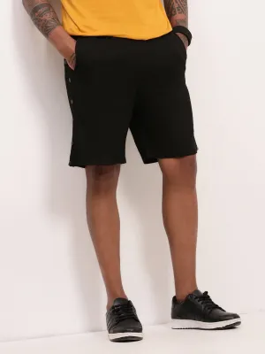 Men's Black Mid-Rise Cotton Regular Fit Shorts Seamless Comfort