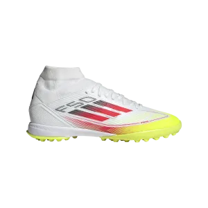 adidas F50 LEAGUE MID Artificial Turf Soccer Shoes | Cloud White-Lucid Red-Solar Yellow | Women's [Unisex] equestrian shoes