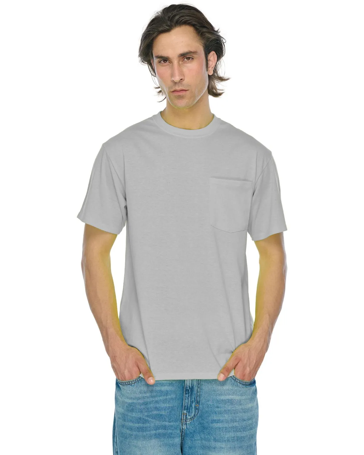 JustBlanks Men's Short Sleeve Core Blend Pocket Crew Neck T-Shirt Sporty Fit VintageWashEffect