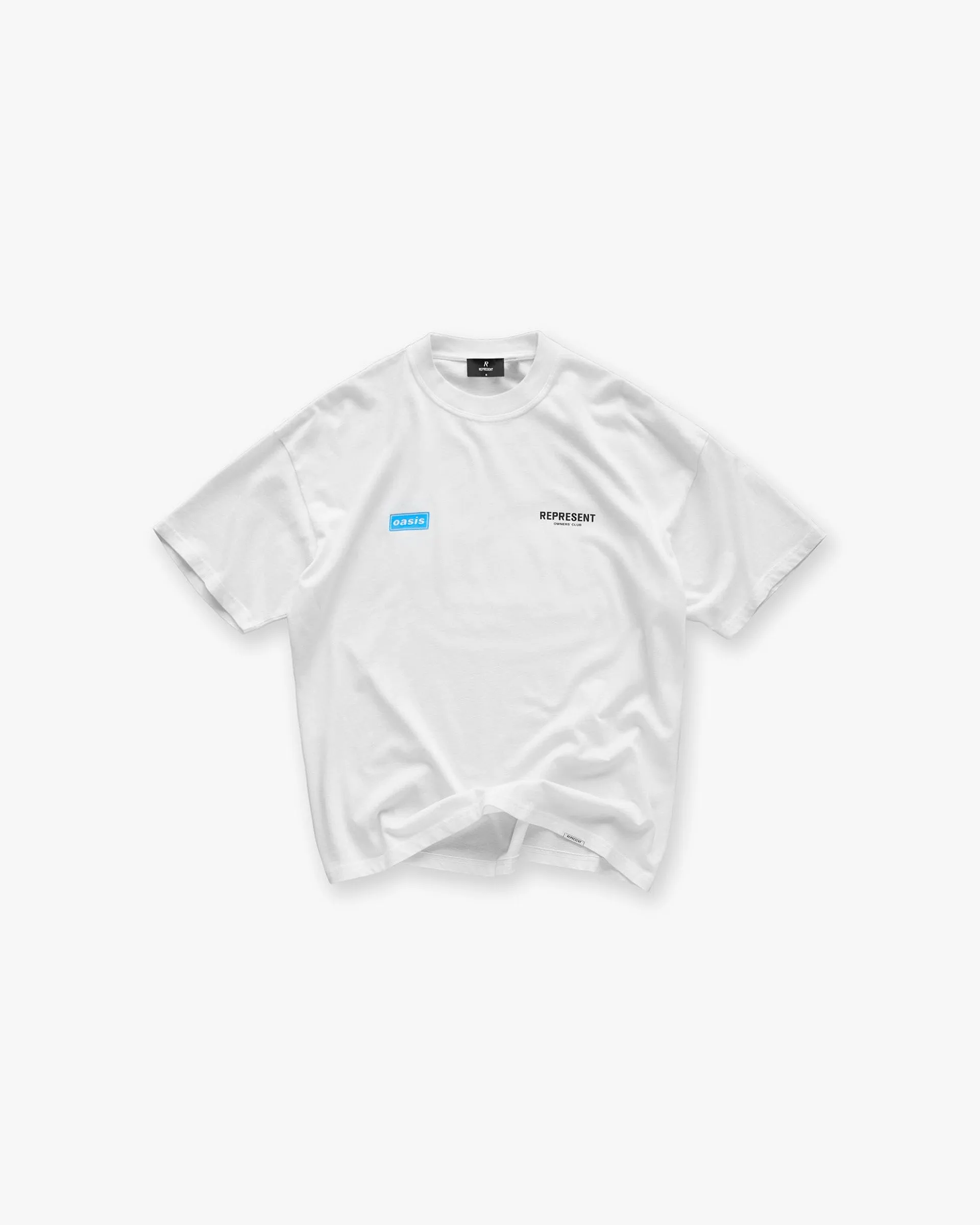 Ruffled edges Eco Friendly Material Represent X Oasis Owners Club T-Shirt - Flat White