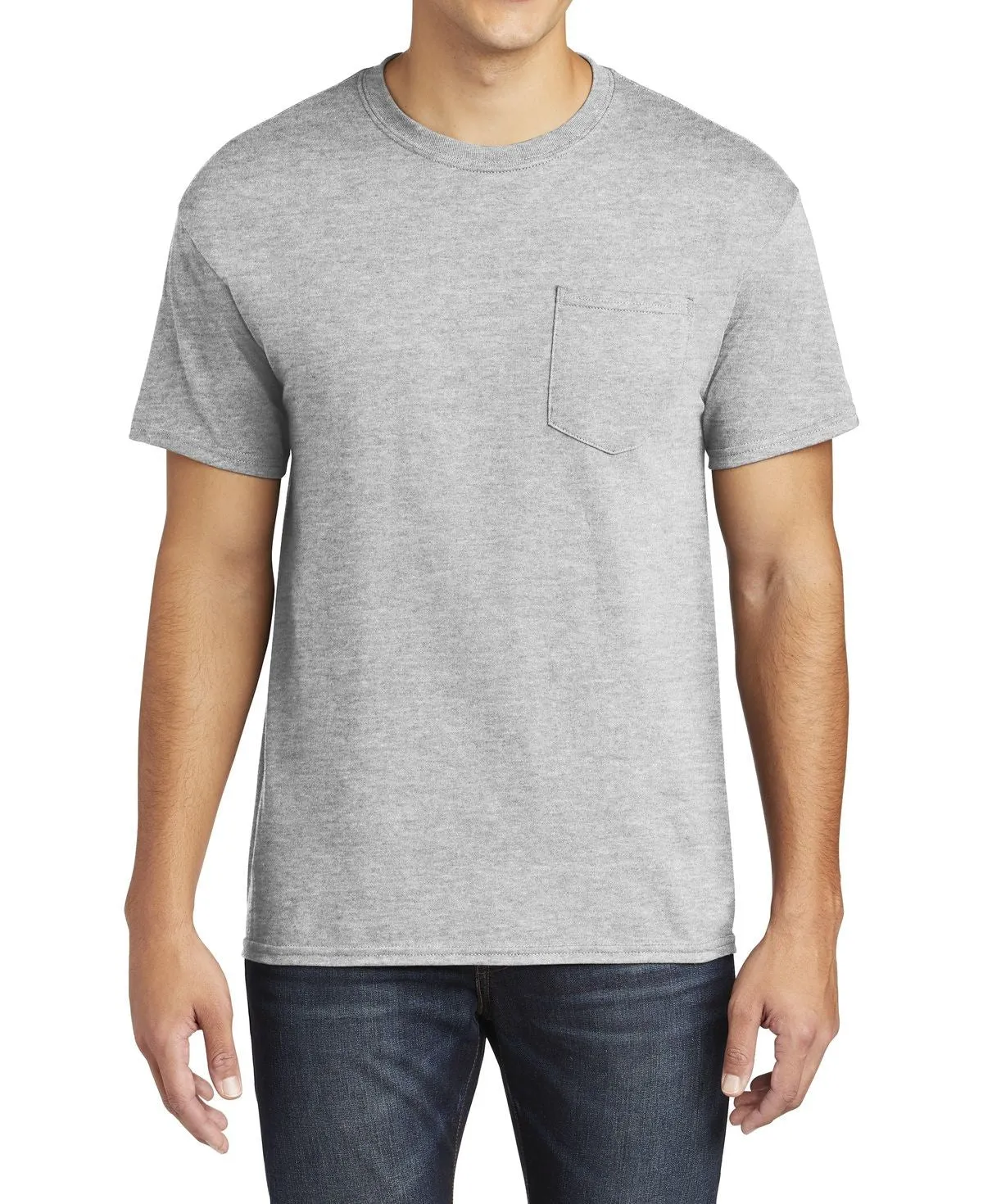 Beaded details Casual Performance Fit JustBlanks Men's Short Sleeve Heavy Cotton Pocket Crew Neck Tee