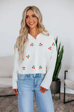 Brooke Cherry Cardigan ShrinkResistant Weave