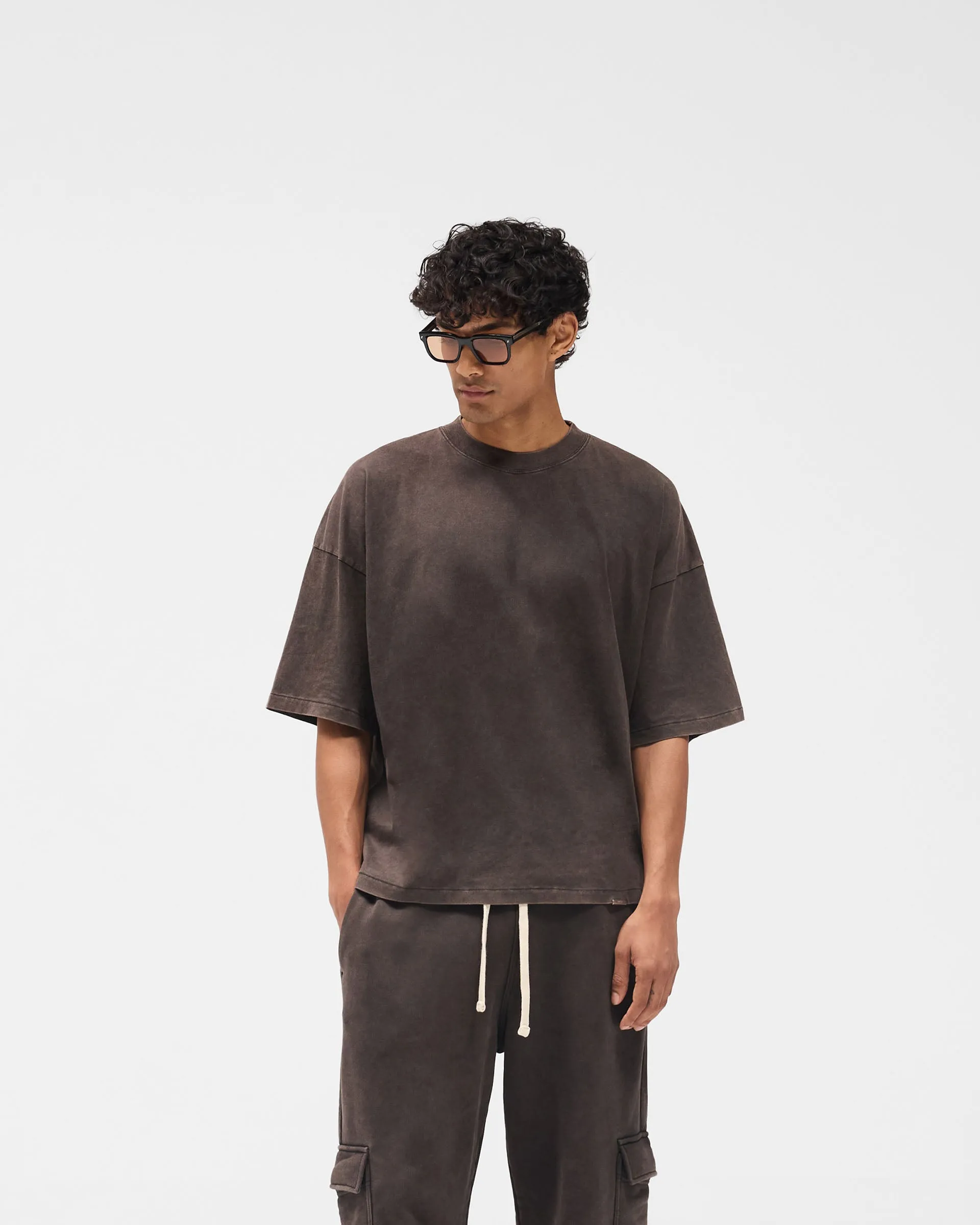 Initial Boxy T-Shirt - Coffee long sleeved