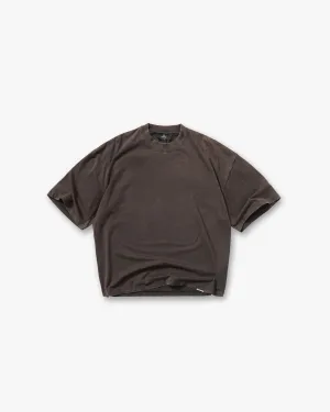 Initial Boxy T-Shirt - Coffee Chilly Day Wear Thermal Regulating Layer